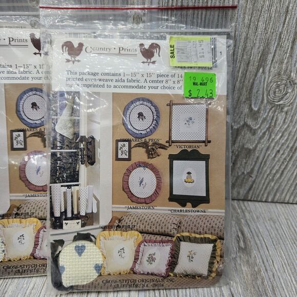 Lot of 5 Country Prints 15x15 14 Count Aida Cloth Victorian Hearts Chesterfield - Picture 2 of 5